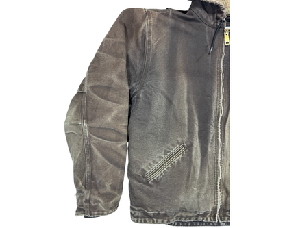Distressed Carhartt Hooded Sherpa Lined Jacket